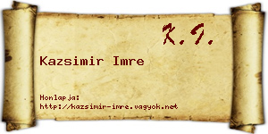 Kazsimir Imre névjegykártya